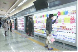Tesco's virtual grocery store in the Seoul subway system allowed shoppers to scan and purchase items by smartphone.