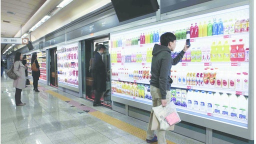 Tesco's virtual grocery store in the Seoul subway system allowed shoppers to scan and purchase items by smartphone.