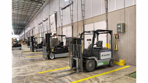 The EnerSys® Zero Battery Change Solution includes Express® eMAX HF® fast chargers to allow operators to charge their trucks during regularly scheduled breaks, eliminating the need to change batteries while maintaining optimum lift truck performance.