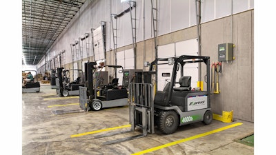 The EnerSys® Zero Battery Change Solution includes Express® eMAX HF® fast chargers to allow operators to charge their trucks during regularly scheduled breaks, eliminating the need to change batteries while maintaining optimum lift truck performance.