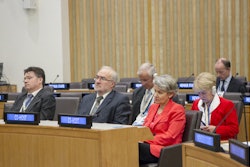 A partial view of the audience during the thematic discussion on 'Climate Science', including Irina Bokova (front row, right), Director-General of the UN Educational, Scientific and Cultural Organization (UNESCO).
