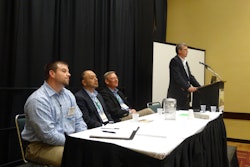 At left, Shaun McFaul, Ben E. Keith Co., Angel Garcia, Nicholas & Co., Paul Lodics, Eby-Brown Co. LLC, and Mike Hammond, Red Diamond Inc., field questions about motivating employees.