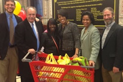 Mayor Stephanie Rawlings-Blake and Interim Health Commissioner Dr. Jacquelyn Duval-Harvey join representatives from Klein's Family Markets and ShopRite of Howard Park at the announcement.