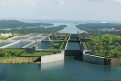 This is an artist's impression of the Panama Canal Expansion on completion.
