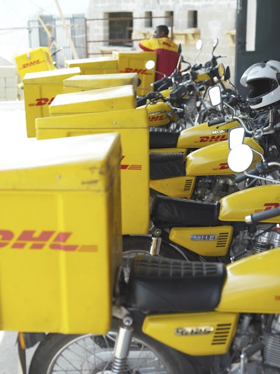 Delivery bikes at the DHL Nigeria.