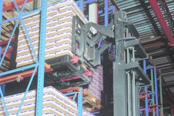 Plastic rackable and reusable pallets used for the storage of finished goods cases.