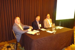 At left, Tony Leo of RLS Logistics, Billy Adams of Americold and Ken Johnson of MTC Logistics answer questions about safety certification.