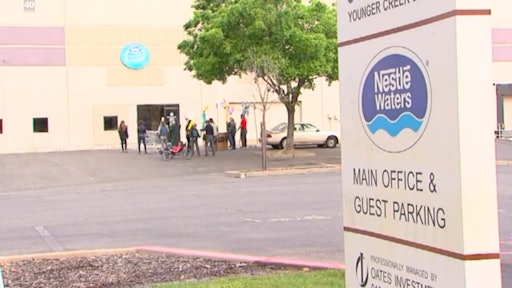 This image was taken from video of a March 20, 2015, protest of the Nestle bottling plant in Sacramento.
