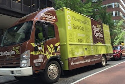 Olive Garden is jumping on the food truck craze, with the Italian restaurant chain sending the green truck emblazoned with the words 'Breadstick Nation' and 'Italian Kitchen,' around the country to launch new menu items.