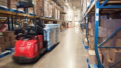 The Raymond Model 3010 automated lift truck does not require a driver.