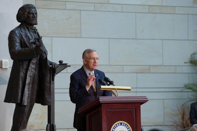 Senator Harry Reid speaks at the U.S. Capitol Building.