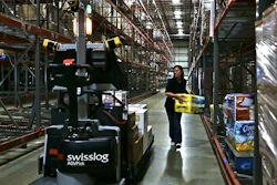 AGVs such as the Swisslog AGV Pick are deploying for mixed case picking in more food warehouses.