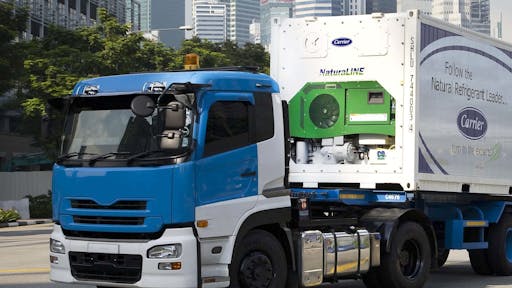 Carrier Transicold's NaturLINE uses natural refrigerant carbon dioxide, which can lower carbon emissions by 28 percent compared to previous systems,