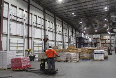 Cheney Brothers maintains 38- to 40-degree F docks, with product going in and out of -5-degree F freezer storage and 34-degree F cooler rooms.