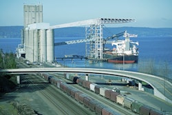 Loading grain for export from the U.S. Pacific Northwest.