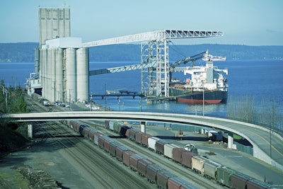 Loading grain for export from the U.S. Pacific Northwest.