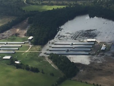 South Carolina Department of Agriculture Commissioner Hugh Weathers toured the state by air Oct. 5 and 6 and witnessed how the massive rainfall submerged thousands of farm acres under water with farm buildings standing as islands in the water and washed away farm roads.