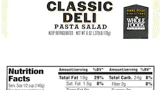 Whole Foods Market has recalled bulk and packaged Curry Chicken Salad and Classic Deli Pasta Salad for possible Listeria contamination.