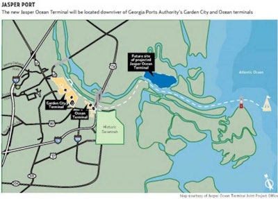 The South Carolina State Ports Authority and the Georgia Ports Authority will jointly own and operate the terminal, which will be located in Jasper County near the entrance of the Savannah Harbor.