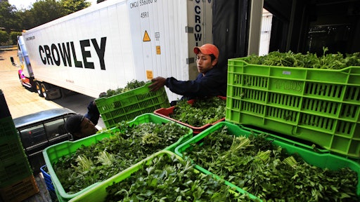 Crowley employees in Guatemala prepare fresh produce for shipment to the United States.
