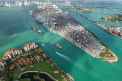 An aerial view of PortMiami's recently completed deep dredge project that makes the port the only global trade hub south of Virginia capable of handling post-Panamax ships.