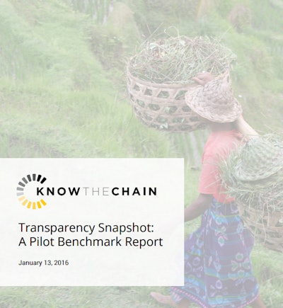 The report, “Know the Chain, Transparency Snapshot: A Pilot Benchmark Report,” supported by a United Kingdom-based organization called the Business and Human Rights Centre, includes seven global food companies: Nestle SA, Unilever plc, Mondelez International Inc., Danone, Associated British Foods plc, General Mills Inc. and Hershey Co.