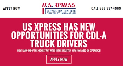 Starting on March 1st, 2016, U.S. Xpress will implement the safety performance-based pay scale where all OTR solo drivers who have 12 months safe driving record and are accident, CSA violation and ticket free, will earn an additional 13.5 percent. With this pay increase, a safe driver with 5 years of experience could make over $70,000 total compensation.