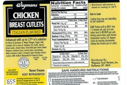 The chicken items were produced on Jan. 3, 2016. The following products are subject to recall: Approximately 1-pound, vacuum-sealed packages containing “Wegmans Italian Flavored Chicken Breast Cutlet” with a use-by date of 1/24/2016; Approximately 1-pound, vacuum-sealed packages containing “Wegmans Brown Sugar Barbecue Seasoned Chicken Breast Cutlet” with a use-by date of 1/15/2016; 3-pound, vacuum-sealed packages containing “Wegmans Garlic & Fennel Whole Chicken Roaster” with a use-by date of 1/13/2016; and 1-pound, vacuum-sealed packages containing “Wokery Sherry Chicken 27482” with use-by date of 1/13/2016.