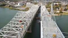 One of the new bridges in downtown Louisville, the Abraham Lincoln Memorial Bridge (on right), opened up for traffic just before Christmas allowing for traffic to use the new route while the existing John F. Kennedy Memorial Bridge undergoes it’s $22 million renovation.
