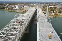 One of the new bridges in downtown Louisville, the Abraham Lincoln Memorial Bridge (on right), opened up for traffic just before Christmas allowing for traffic to use the new route while the existing John F. Kennedy Memorial Bridge undergoes it’s $22 million renovation.