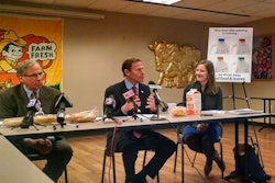 Legislation similar to the bill Blumenthal (center) is proposing has already been submitted in the U.S. House, and he said both measures face an 'uphill fight' in an often-gridlocked Congress despite expected food industry support.