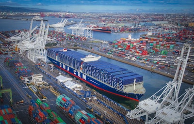 The arrival of the biggest ship to visit North America, the 18,000-TEU CMA CGM Benjamin Franklin, catapulted the Port of Long Beach to its highest cargo volume for the month of February and extended cargo growth for an eighth consecutive month.