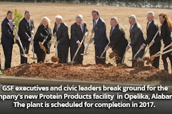 GSF executives and civic leaders breaj ground for the company's new protein products facility in Opelika, Ala. The plant is scheduled for completion in 2017.