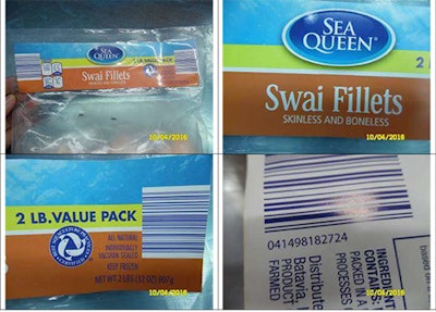 Almost 26,000 pounds of Sea Queen brand Swai fillets from Vietnam are being recalled because they were distributed in the U.S. without having met federal inspection requirements for residues.