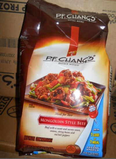 The fragments range in size between 2 and 9 millimeters (mm) in diameter, and are curled, malleable and shiny. The metal fragments may be embedded in the sauce contained within the frozen entrée products.