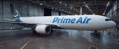 Amazon One is one of 40 jets that Amazon agreed to lease through air cargo partners Atlas Air Worldwide Holdings Inc. and Air Transport Services Group Inc. earlier this year.