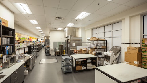 In non-retail areas, the LED lights are uniform throughout the building, save for some style characteristics.