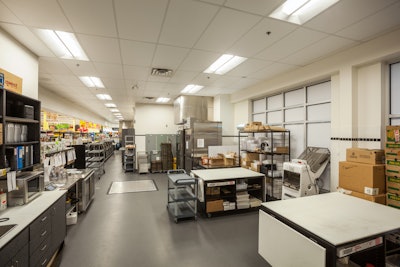 In non-retail areas, the LED lights are uniform throughout the building, save for some style characteristics.