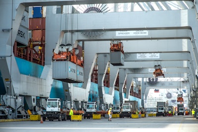 Currently, 18 percent of the containers handled at Garden City Terminal (above) moves on Class I railroads Norfolk Southern and CSX.
