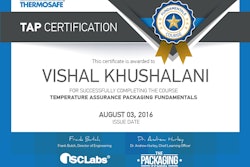 The certification program was developed by Sonoco ThermoSafe’s ISCLabs in partnership with The Packaging School.
