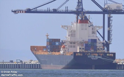 The Hanjin Rome was arrested in Singapore following a court petition late Monday, and shipowner PIL has reportedly refused to allow the Hanjin Mexico (above) to continue its commercial voyage due to unpaid charter fees; the Mexico was drifting off Ulsan as of Wednesday evening.