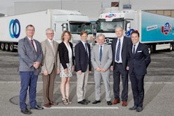 From left to right: Pierre-Alain Frossard (Director of STEF Switzerland), Max Peter (Director Trade & Supply Chain Management of EMMI Group), Séverine Demange (European Key Account Manager of STEF), Stanislas Lemor (Deputy C.E.O. of STEF), Robert Muri (Executive Vice President Switzerland of EMMI Group), Serge Capitaine (Deputy C.E.O. of STEF), Giovanni Aprile (Corporate Strategic Key Account Director of STEF).