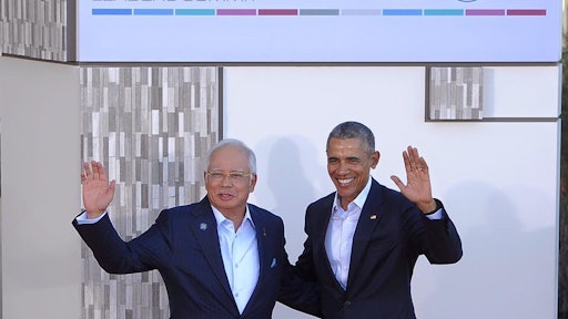 Malaysian Prime Minister Najib Razak (left) poses with President Barack Obama at the U.S.-Asean Leaders Summit in February.