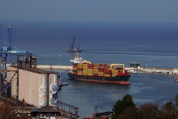 Ancona, Marche, Italy - container ship in the port of Ancona
