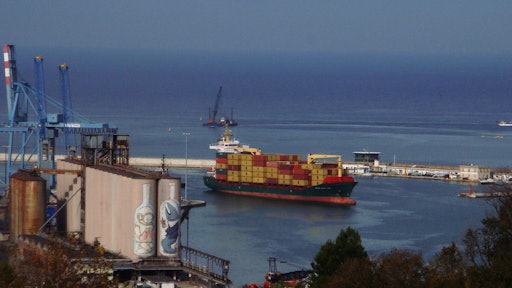 Ancona, Marche, Italy - container ship in the port of Ancona
