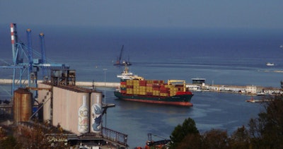 Ancona, Marche, Italy - container ship in the port of Ancona