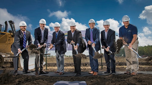 Pictured from left are: Jon Scholtes, field representative for Congressman Adam Kinzinger; Tom Demmer, Illinois state representative; Chet Olson, mayor of Rochelle, Illinois; Fred Boehler, president and CEO of Americold; Sean McCarthy, director of the Illinois Department of Commerce & Economic Opportunity; Tim Hinckley, chief commercial officer, Americold; and Dan Lundquist, general manager of Rochelle Americold.