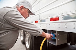 Instead of idling engines, cargo trucks at Golden State Foods in Garner, N.C., now use electricity to keep food cold and lower emissions to the environment. The effort will save the company 80,000 gallons of fuel a year. Duke Energy has been involved with three such projects in North Carolina over the past two years.