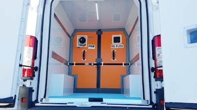 An insulated partition from FG Products enables vans and trucks to deliver food shipments of different temperatures.