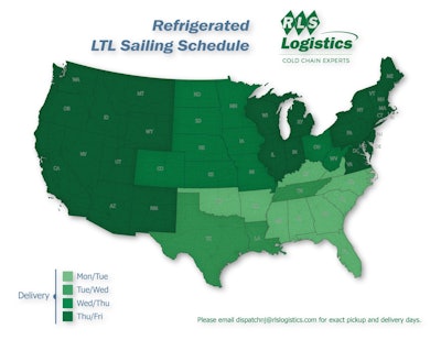 RLS Logistics Refrigerated LTL Sailing Schedule